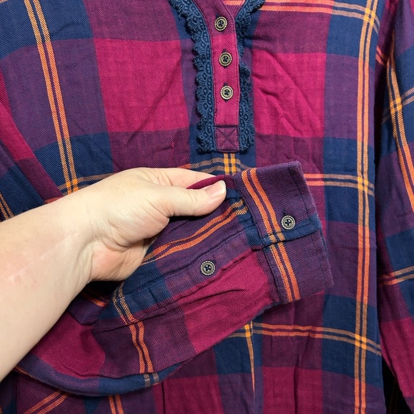 Soft Surroundings Ellesmore Plaid Henley Flannel Shirt Womens Size 2X - Picture 4 of 9
